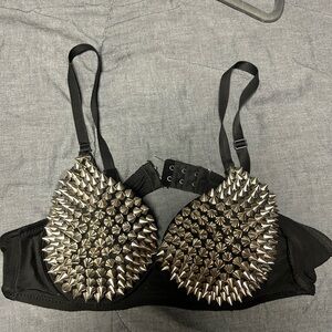 Studded Black and Silver Bra